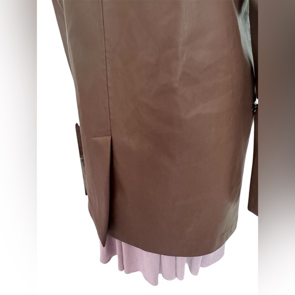 ZARA Faux Leather Blazer, Two Button Front, Pockets, Size S - Picture 12 of 12